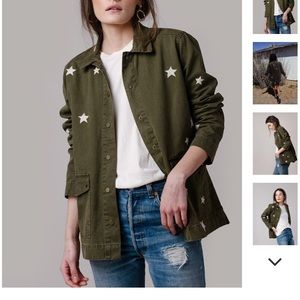 Star Embroidered Green Military Style Jacket